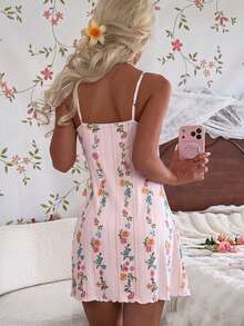 CottageSlumber Women's Short Camisole Summer Cute Floral Print Loungewear - Pink - View 1