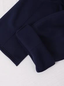 SHEIN 女童休閒運動風保暖內裡連帽拉鍊連身褲，高腰寬腿配色設計，適合秋冬返校季、旅行與戶外穿著 - 藍色 - 查看 8