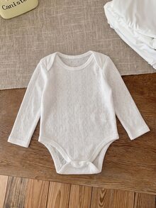 SHEIN Newborn Baby Girl Autumn/Winter Cute White Long Sleeve Jumpsuit 5pcs Set - Multicolor - View 3