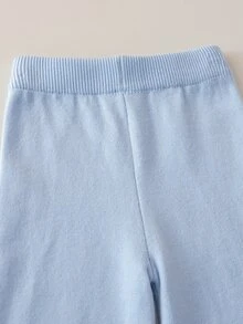 SHEIN 女嬰蝴蝶結裝飾圓領毛衣與長褲套裝 - 淺藍色 - 查看 7