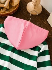SHEIN 女童綠色拉鍊連帽衛衣外套 可愛圖案字母印花休閒公主風 Nancy 長袖 7歲生日 幼兒園 秋季 - 綠色 - 查看 7