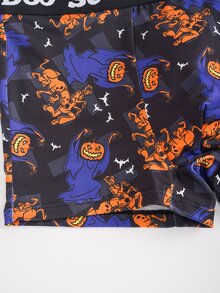 SCOOBY-DOO X SHEIN Celana Dalam Boxer Pria Motif Halloween dengan Huruf di Pinggang dan Blok Warna - Hitam - View 5
