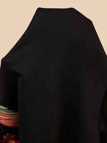 Travachic Sweatshirt Kasual Lengan Panjang Leher Bulat Motif Pohon Palem Wanita, Model Baru Musim Gugur/Dingin, Cocok untuk Sehari-hari - Hitam - View 8