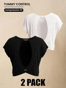 VARSIVA 2PCS Women Sports Tees & Tanks - Black and White - View 2