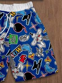 LOONEY TUNES X SHEIN Daypath Men Summer Cartoon Graphic Short Sleeve Tee & Shorts Set - Multicolor - View 4
