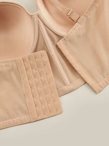 Bralution Women's Plus Size Solid Color Minimalist Comfortable Wireless Bra - Apricot - View 4