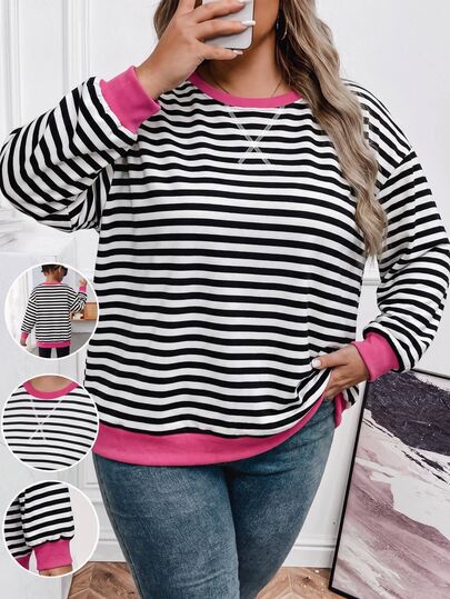 SHEIN CURVE+ Plus Size Casual Loose Fit New York Graphic Crew Neck Long Sleeve Women's Sweatshirt, Autumn/Winter Fall