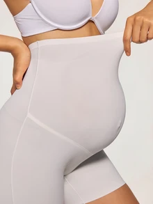 SHAPORA 1pc Maternity Solid Color High Waist Panties - White - View 5