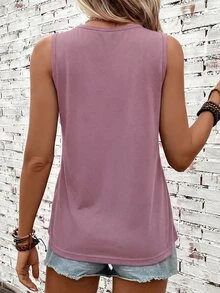 SHEIN LUNE Women's Casual Solid Color Loose Fit Tank Top - Mauve Purple - View 2
