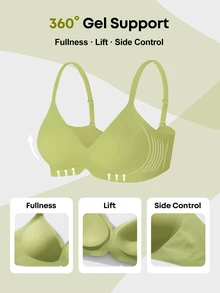 SHEIN 女款大尺碼果凍軟支撐無鋼圈聚攏胸罩 1件裝 - 綠色 - 查看 8
