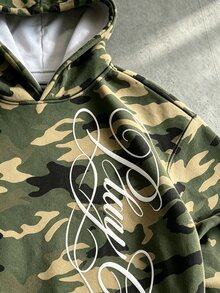 Manfinity EMRG Men's 2-Piece Camo Print Hoodie & Sweatpants Set, Letter Graphic Pullover And Drawstring Pants For Casual Streetwear, Daily Wear & Outings - Multicolor - View 3