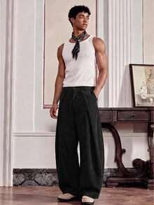 EASEVO Men's Plus Size Solid Color Casual Daily Travel Long Pants With Pockets - Black - View 8
