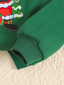 SHEIN Kids Tween Boy Autumn/Winter Green Santa Claus Crew Neck Sweatshirt (Unisex/Winter Wear), Matching Family Christmas Outfit - Green - View 5