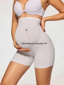 SHAPORA 1pc Maternity Solid Color High Waist Panties - White - View 4
