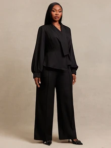 SHEIN SXY Women's Plus Size Black Blazer And Pants 2 Pieces Set - Black - View 7