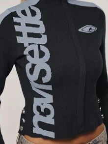 MUSERA Cropped Zip Hoodie Relaxed Fit Sweatshirt Back To School Cosy Cute Casual Everyday Y2K Streetwear Capsule Wardrobe Black Vacation Spring Holiday - Dark Grey - View 6