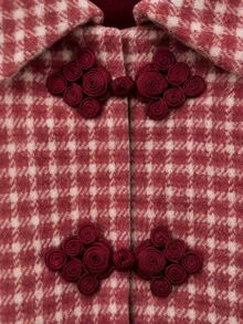 Nöista Women's Jacket With Checks Fabric. Oriental Buttons On The Planket For Closing In Contrast Color, Perfect For Fall Winter, Casual, Cute - Red - View 13