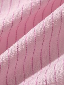 DAZY Striped Loose Long Sleeve Lapel Tie Casual Vacation Korean Style Autumn Winter Maternity Blouse - Pink - View 6