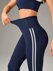 OutZeal Gym Wear Women Sports Pants Yoga Workout Pilates Quick-Dry Tummy Control Flared Legs Active Bottoms - Navy Blue - View 8