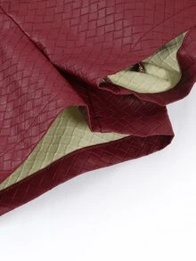 INAWLY Women's Burgundy Woven Leather Shorts - Burgundy - View 7