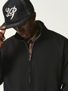 STYNVO Men's Solid Color Zipper Long Sleeve Jacket And Pants Outdoor Going Out Vacation Set Black Autumn Streetwear Basic - Black - View 5