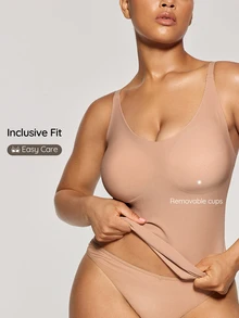 SHAPORA Plus Size Camisole/Tank Top/T-Shirt Adjustable Straps Striped Fabric - Coffee Brown - View 7