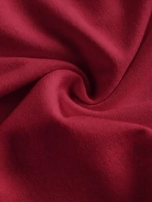 SHEIN Girlism 青少年女孩休閒日常短版紋理長袖運動衫 - 紅色 - 查看 4