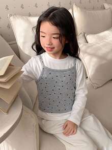 DAZY Young Girl Crew Neck 2 In 1 Fashionable Cute T-Shirt - Grey - View 7