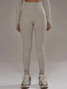 Musera Sport High Rise Seamless Leggings Bottom Only Padel Winter Activewear Sport Gym Workout - Beige - View 4