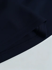 SHEIN Franclia 女款夏季 Polo 領短袖收腰 A 字洋裝，極簡顯瘦設計，適合日常通勤、外出與野餐 - 藏蓝色 - 查看 5