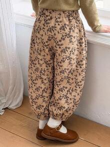DAZY 2pcs/Set Young Girl Ditsy Floral Elastic Waist Tapered Pants - Multicolor - View 2