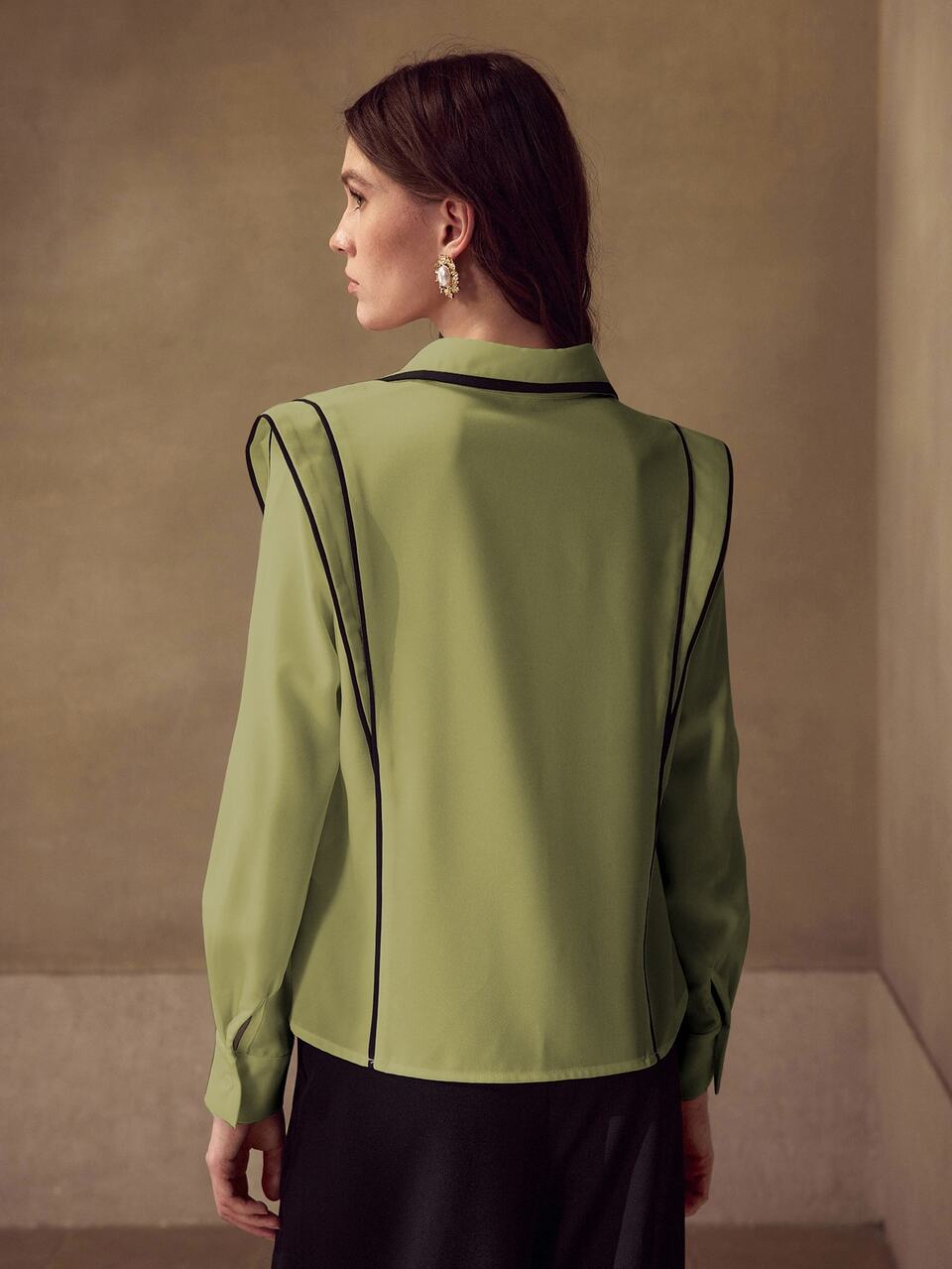 MOTF WOMEN'S LAPEL LONG SLEEVE DESIGN ELEGANT BLOUSE