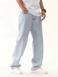 QuarKem Men's Street Style Casual Blue Denim Jeans - Light Wash - View 4
