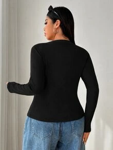SHEIN EZwear 3件組大尺碼秋季T恤 - 黑色 - 查看 2