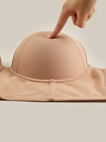 Bralution Women's Plus Size Solid Color Minimalist Comfortable Wireless Bra - Apricot - View 5