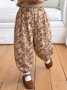 DAZY 2pcs/Set Young Girl Ditsy Floral Elastic Waist Tapered Pants - Multicolor - View 1