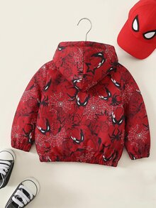 SHEIN 兒童 1件小男孩冬季卡通印花保暖內裡連帽外套 度假可愛街頭 Y2K 生日派對返校萬聖節超值上衣 - 彩色 - 查看 2