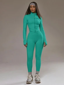 Musera Sport High Rise Seamless Leggings Bottom Only Padel Winter Activewear Sport Gym Workout - Mint Green - View 3