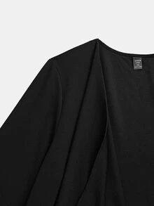 Linhara CURVE Plus Size Women Elegant Cardigan Long Jacket For Commute Fall - Black - View 4
