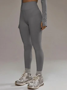 Musera Sport High Rise Seamless Leggings Bottom Only Padel Winter Activewear Sport Gym Workout - Dark Grey - View 3