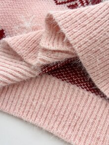 Elamini Minimalist Christmas Women's Autumn/Winter Pink Long Sleeve Slim Fit Knit Cardigan Sweater Top - Pink - View 6