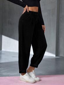 Flexra Festival Plus Size Women Black Stretch Loose Tapered Ankle Length Jeans - Black - View 4