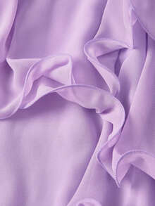 Skyraze White Multi-Layer Ruffle Halter Neck Stand Collar Mini Dress - Lilac Purple - View 4