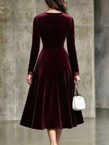 LUMIGAL Fall Clothes FOR WomenWomen Long Dresses - Red Plum - View 2