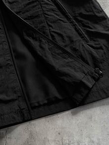 AXEPEAK Men's Solid Color Long Sleeve Zip-Up Casual Jacket - Black - View 8