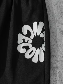 【8-12歲】男童秋冬新款黑白拼色連帽衛衣＋長褲兩件套：美式街頭高時尚風格 3D字母印花運動套裝，寬鬆落肩版型，適合返校季、戶外運動、街舞、滑板及日常休閒穿著 - 黑色 - 查看 9