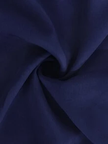 EMERY ROSE 大尺碼重工刺繡舒適亞麻中長袖襯衫 - 藍色 - 查看 3