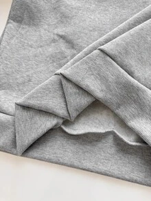 SHEIN Sweatshirt Kasual Longgar Lengan Panjang Ibu Hamil Abu-abu Musim Gugur/Dingin 3-in-1 Tebal Berlapis Ganda - Light Grey - View 9