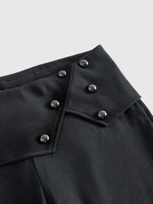 ROMWE Grunge Punk Sexy Tight-Fitting Washed Flared Waistband Flared Pants With Studs For Women - Dark Grey - View 3