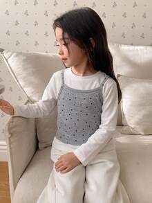 DAZY Young Girl Crew Neck 2 In 1 Fashionable Cute T-Shirt - Grey - View 4